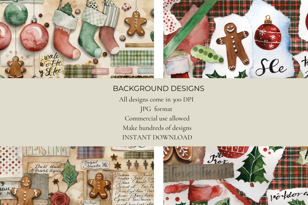 Vintage Christmas Junk Journal Papers