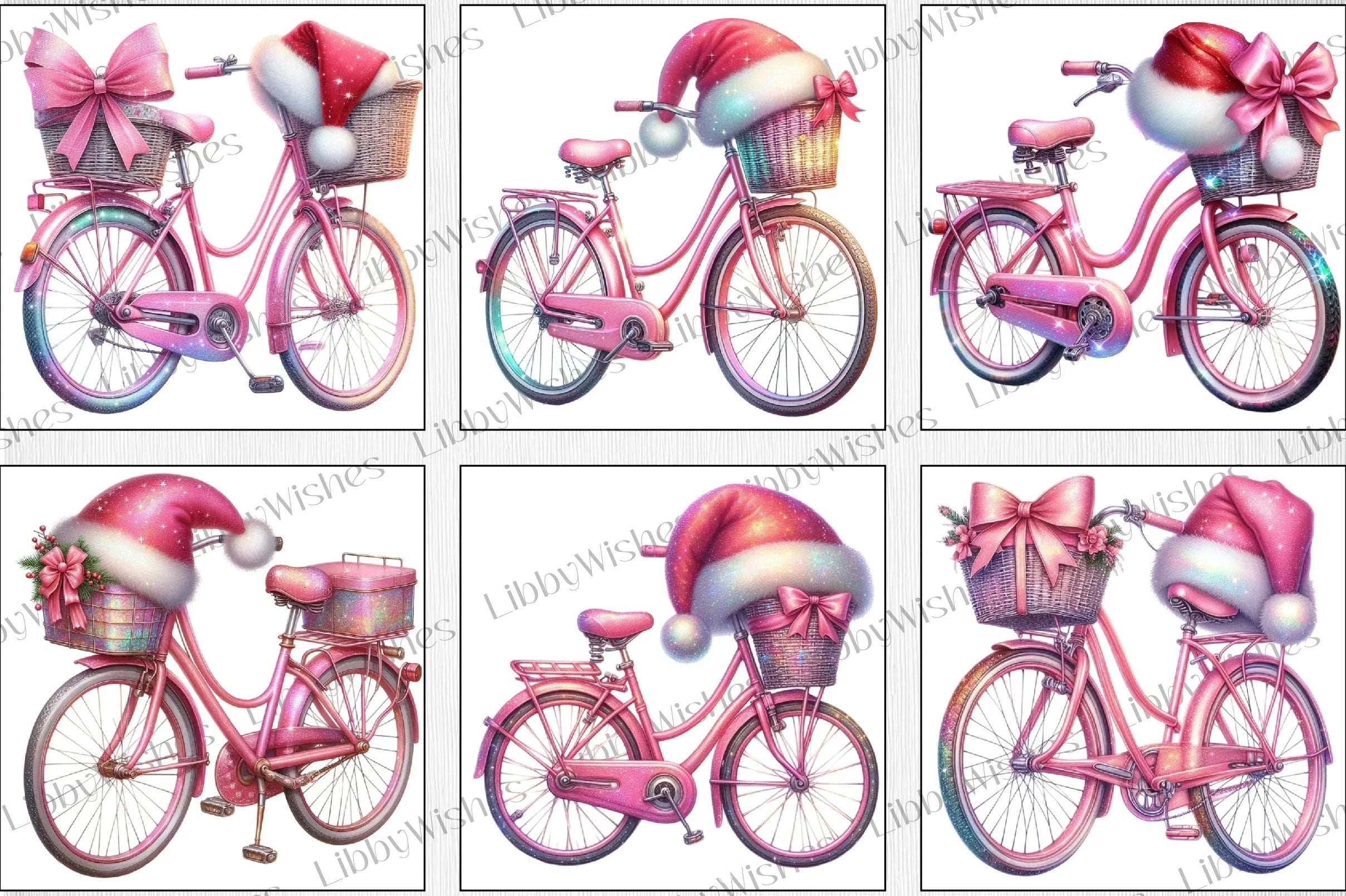 Christmas Bicycle Clipart Bundle - CraftNest - Digital Crafting and Art