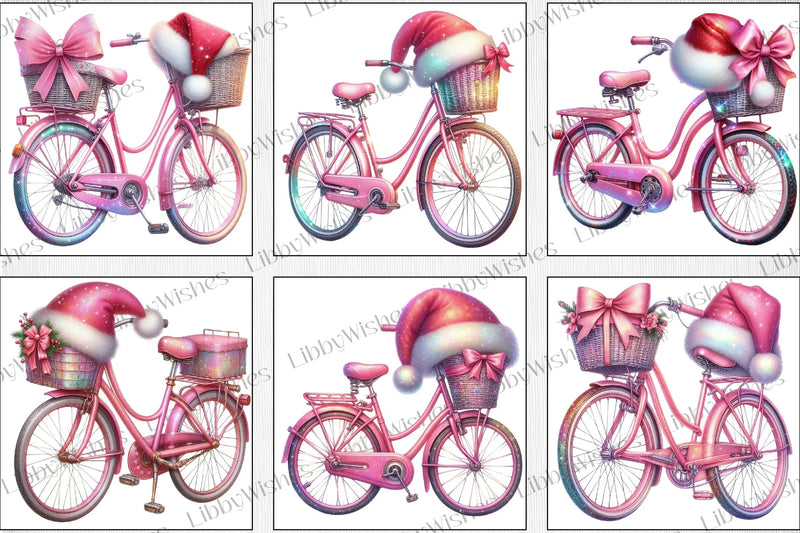 Christmas Bicycle Clipart Bundle - CraftNest - Digital Crafting and Art