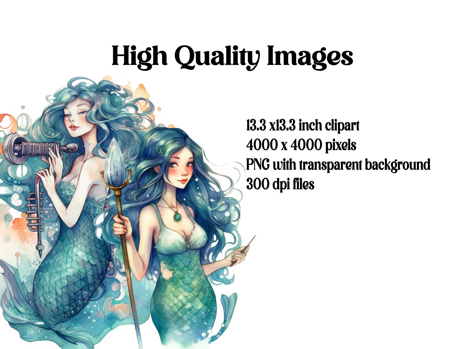 Cute Mermaid Clipart - CraftNest