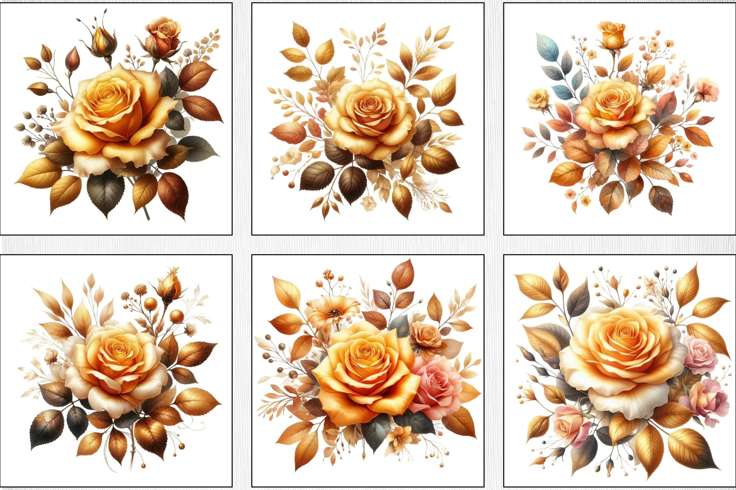 Golden Rose Clipart Bundle - CraftNest - Digital Crafting and Art