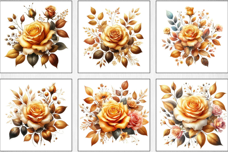 Golden Rose Clipart Bundle - CraftNest - Digital Crafting and Art