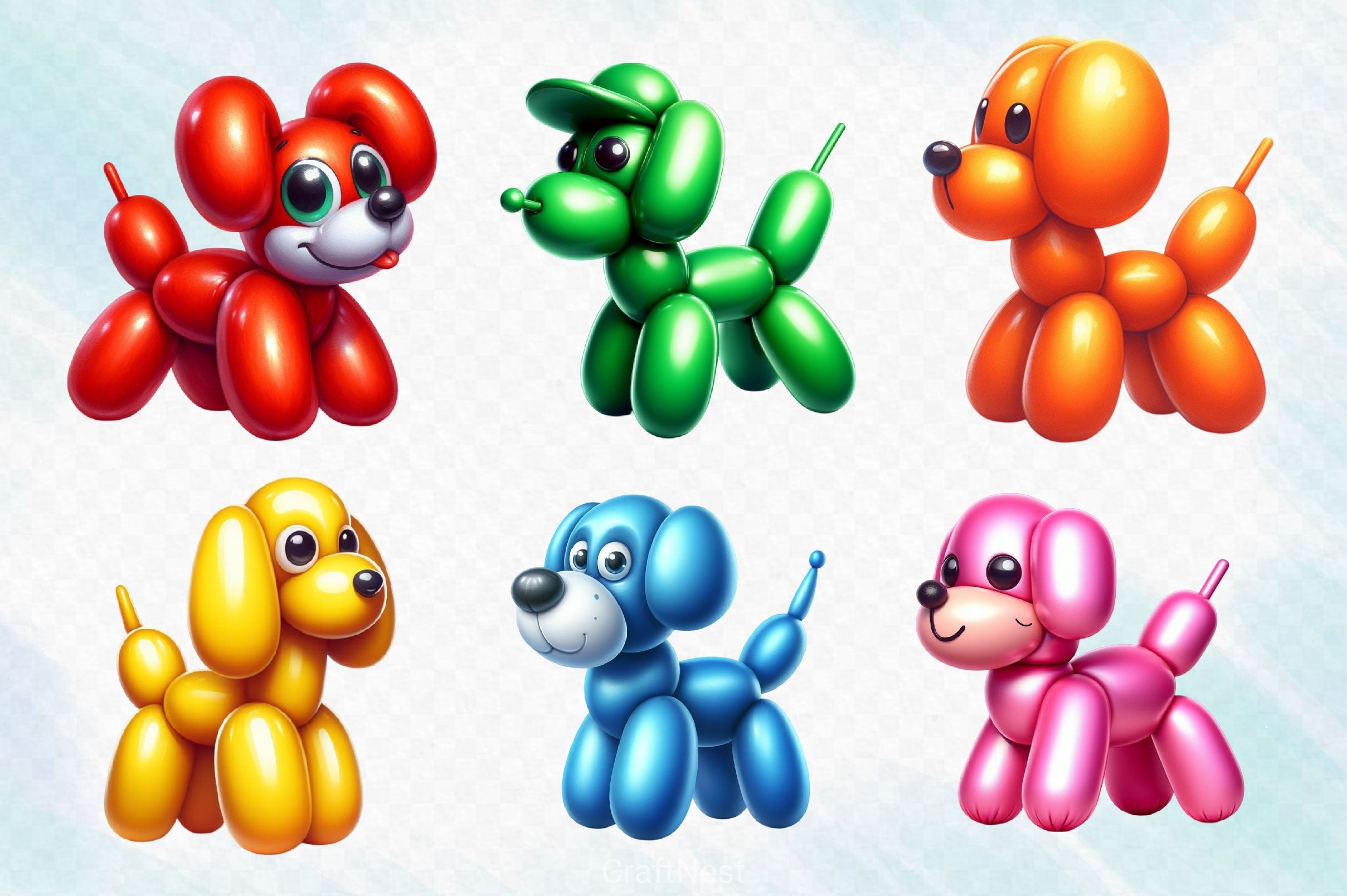 Funny Balloon Dogs Clipart Bundle 4