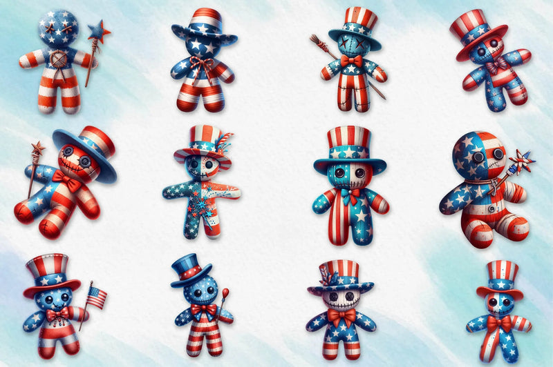 4Th Of July Voodoo Doll Clipart Bundle - CraftNest - Digital Crafting and Art