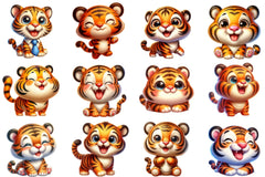 Cute Baby Tiger Clipart Bundle 2 - CraftNest - Digital Crafting and Art