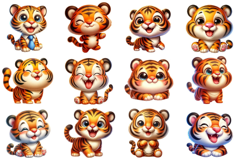 Cute Baby Tiger Clipart Bundle 2 - CraftNest - Digital Crafting and Art