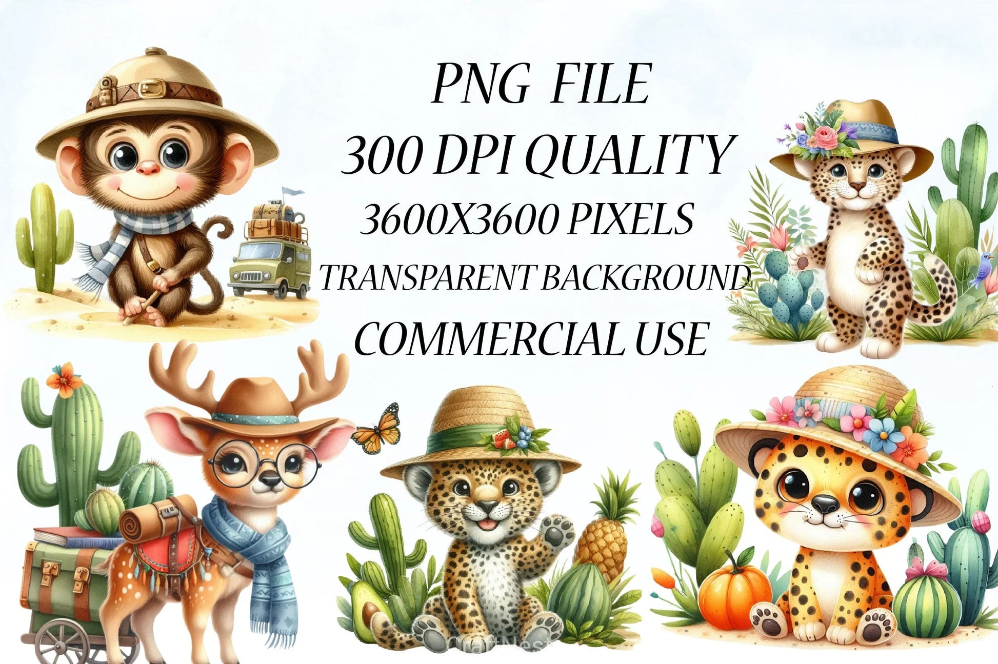 Safari Animals Clipart Bundle - CraftNest - Digital Crafting and Art