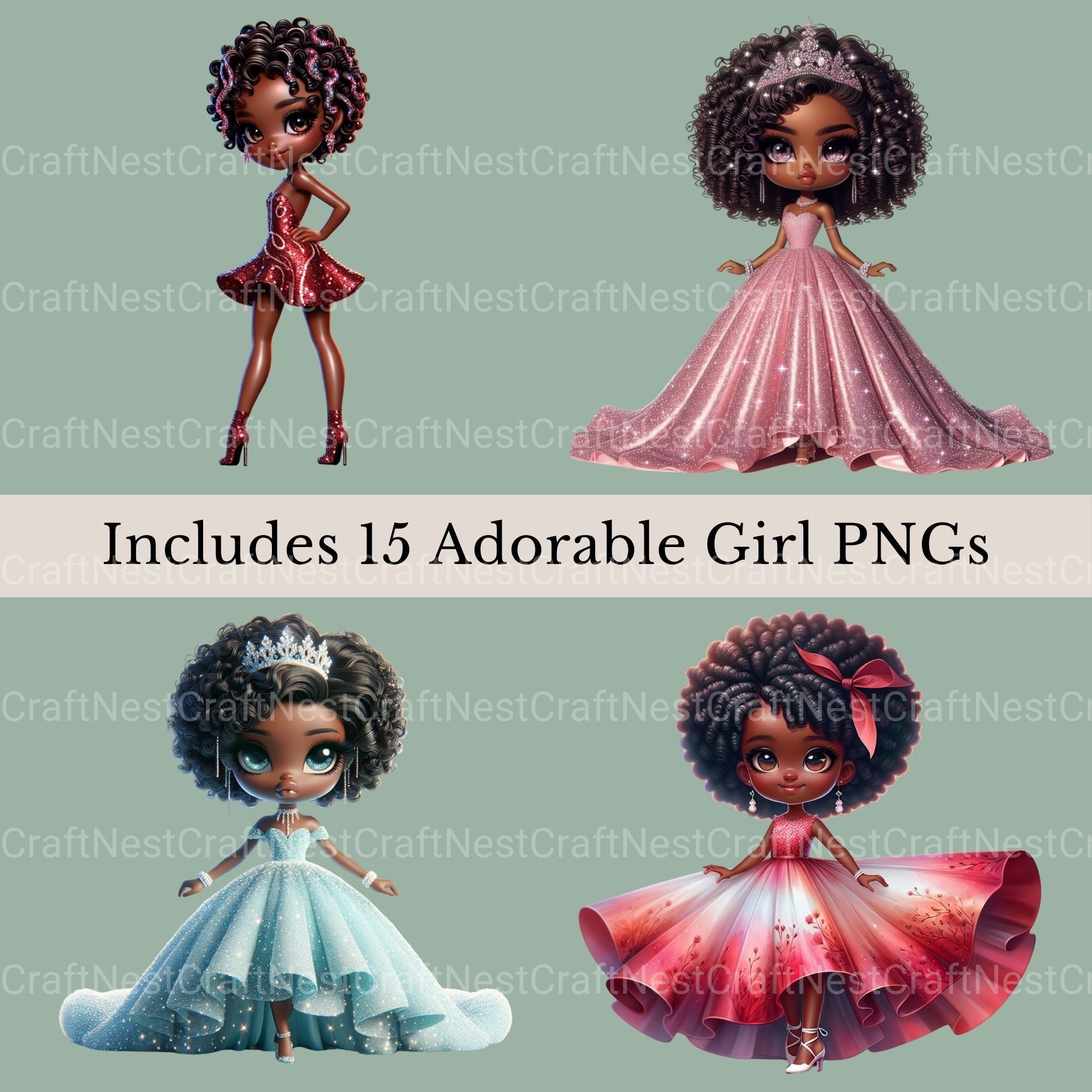 Black Girls Clipart Bundle