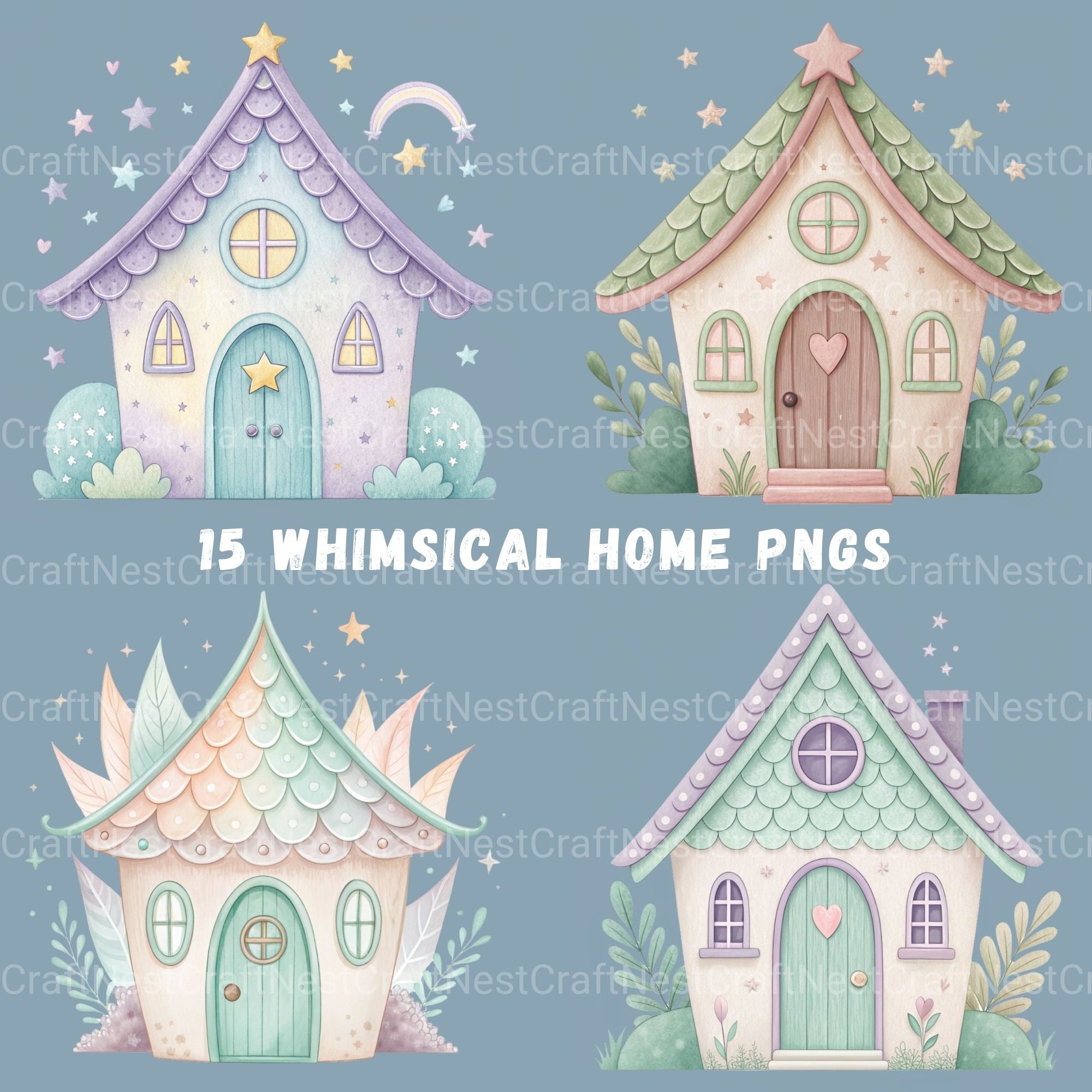 Whimsical Homes Clipart Bundle