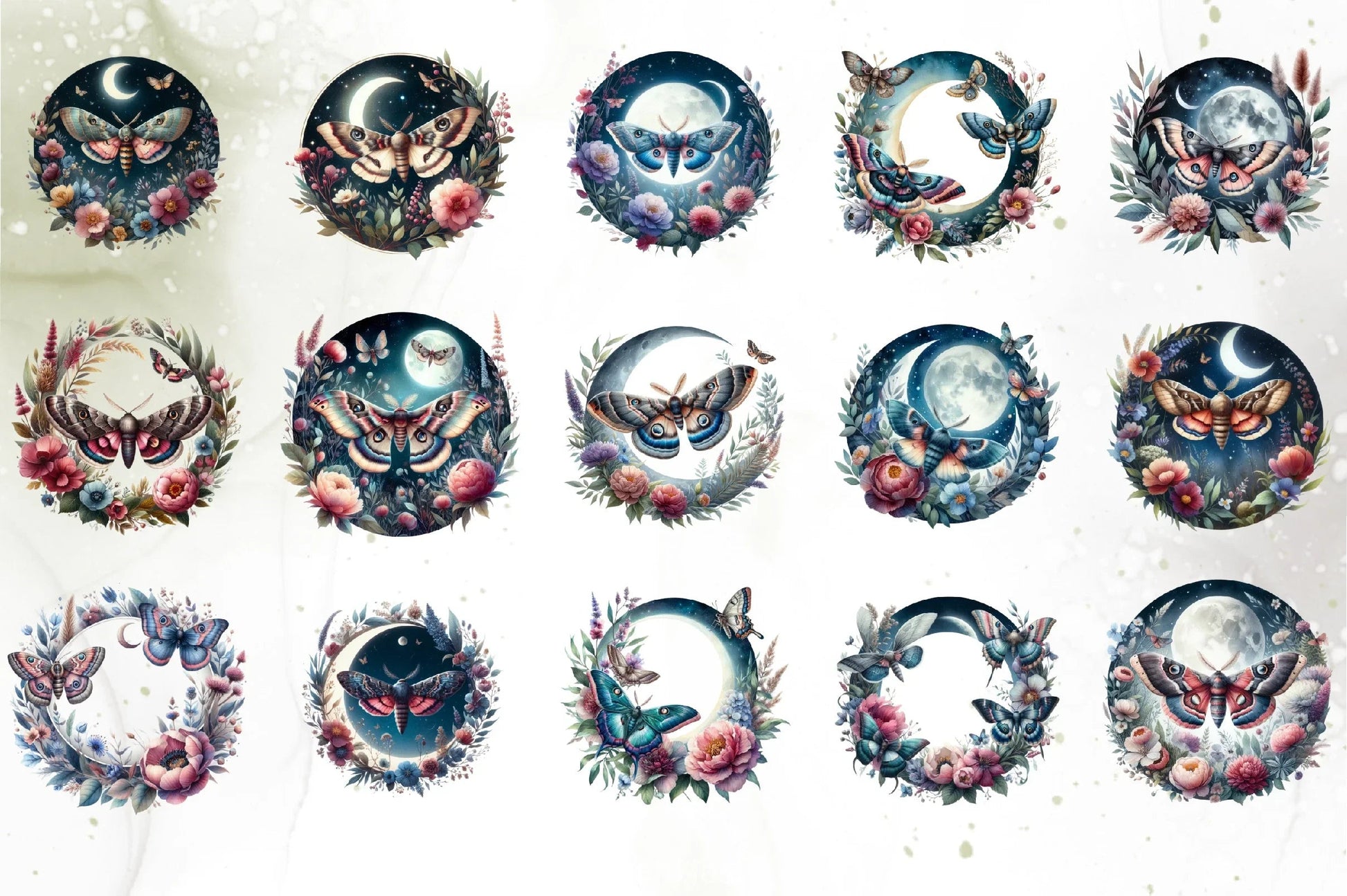 Moth Circle Clipart Bundle - CraftNest - Digital Crafting and Art