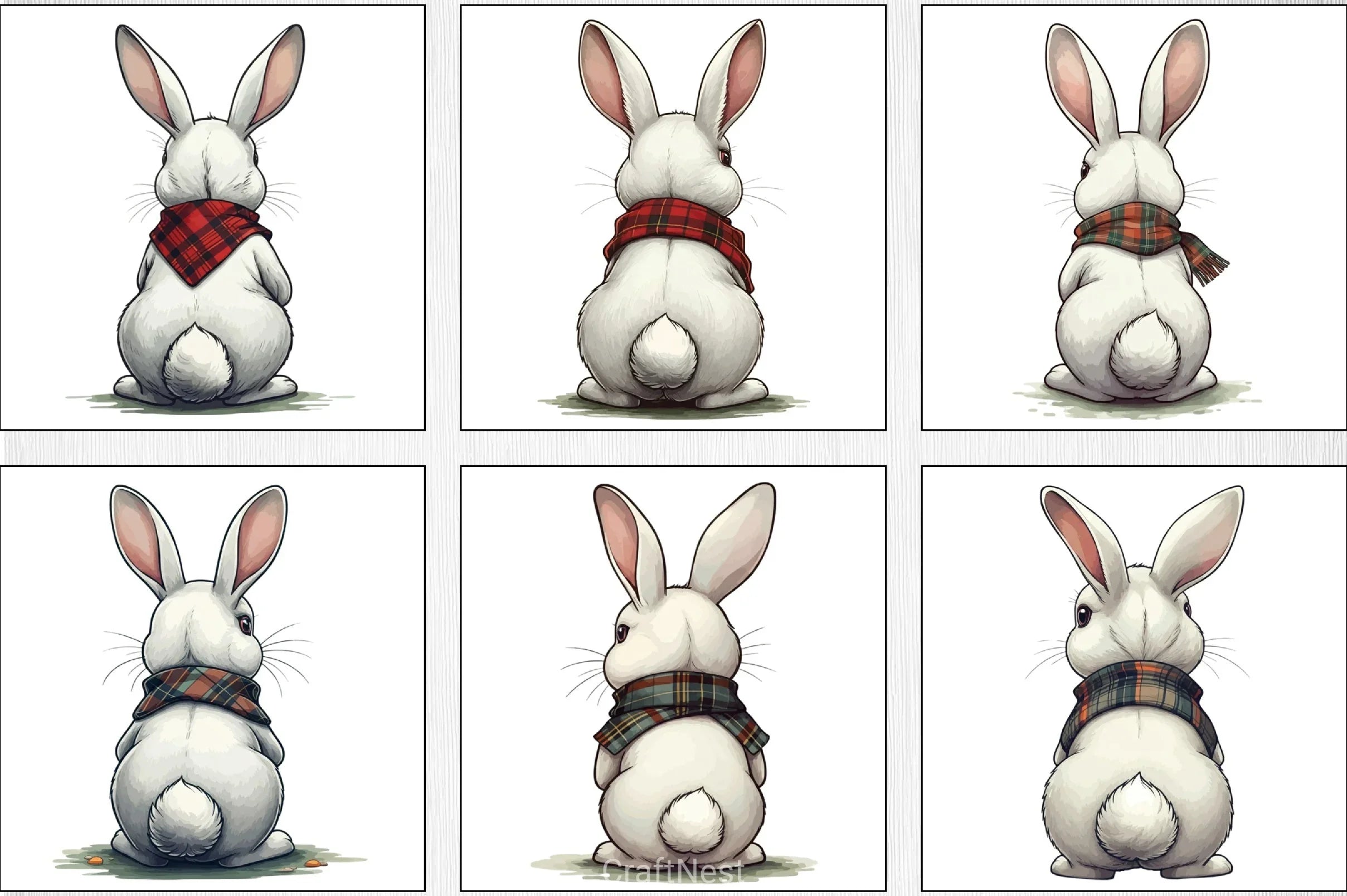 Bunny Back View Clipart Bundle 2 - CraftNest - Digital Crafting and Art