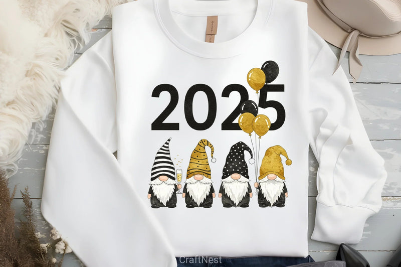 New Year Gnomes 2025 Clipart Bundle 7 - CraftNest - Digital Crafting and Art