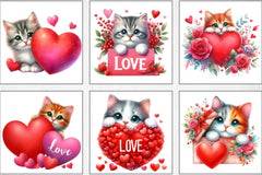 Cat Peeking Valentine Clipart Bundle - CraftNest - Digital Crafting and Art