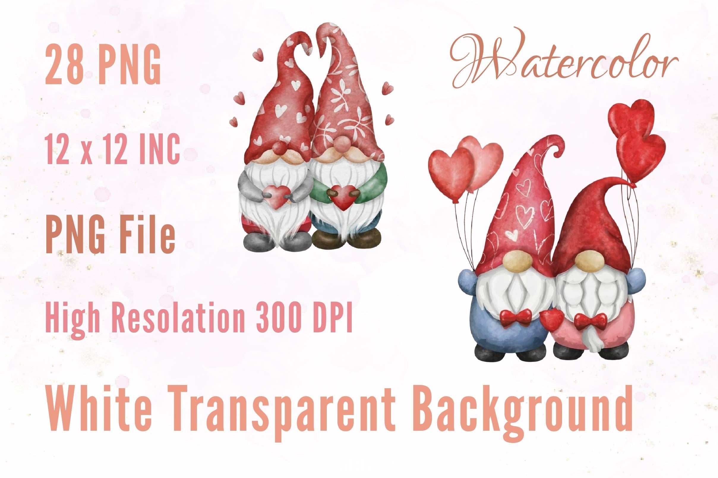 Valentine Gnomes Clipart Bundle 3