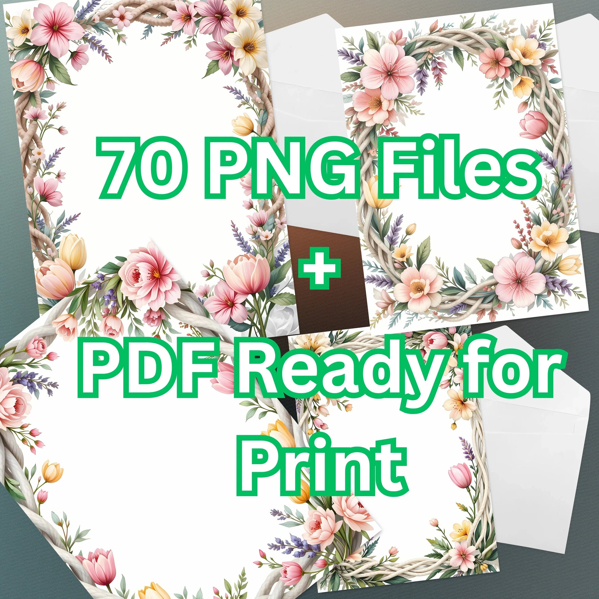 Spring Boho Faux Yarn Floral Borders Clipart Bundle - CraftNest - Digital Crafting and Art