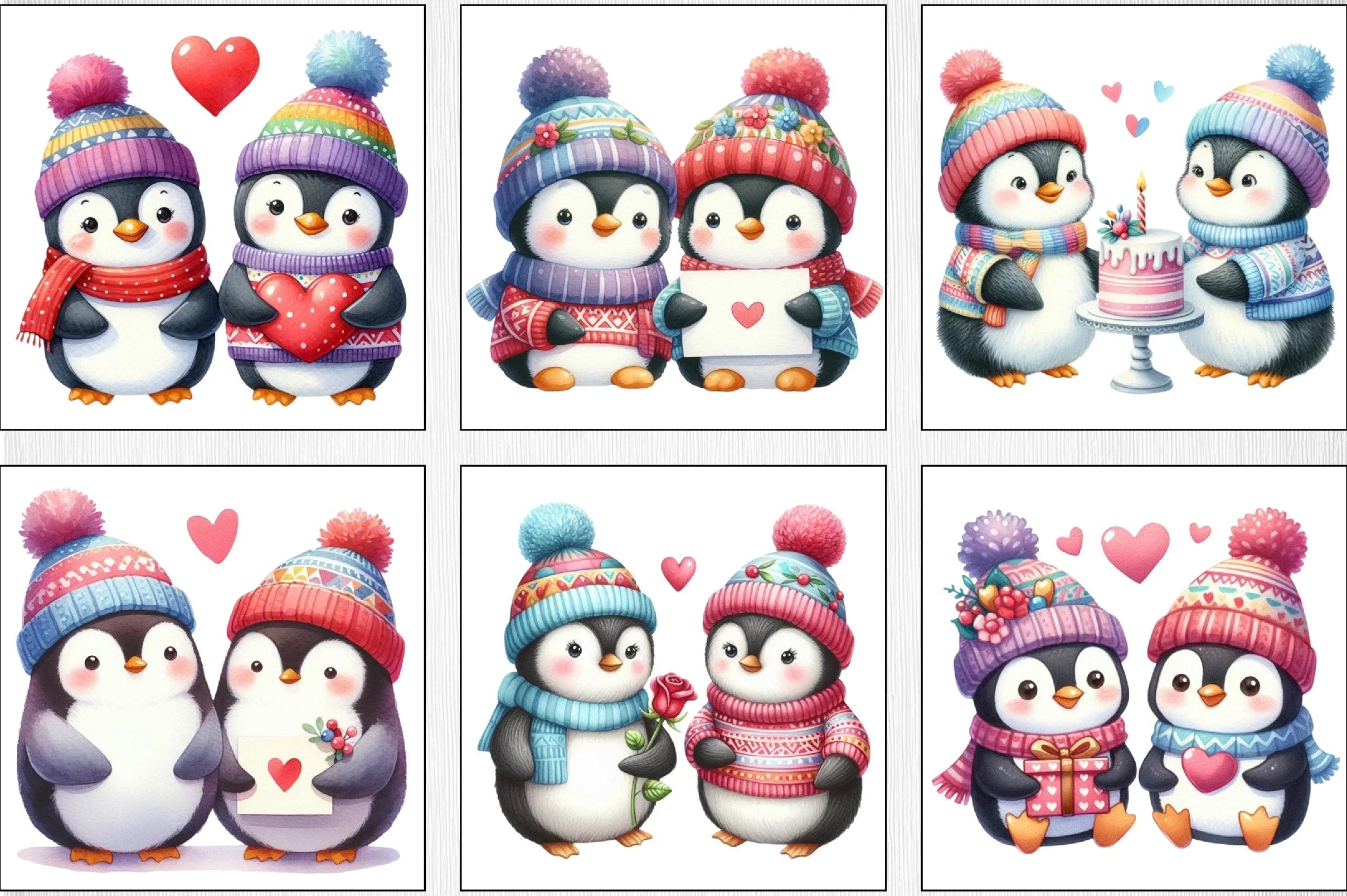 Valentine Penguins Clipart Bundle - CraftNest - Digital Crafting and Art