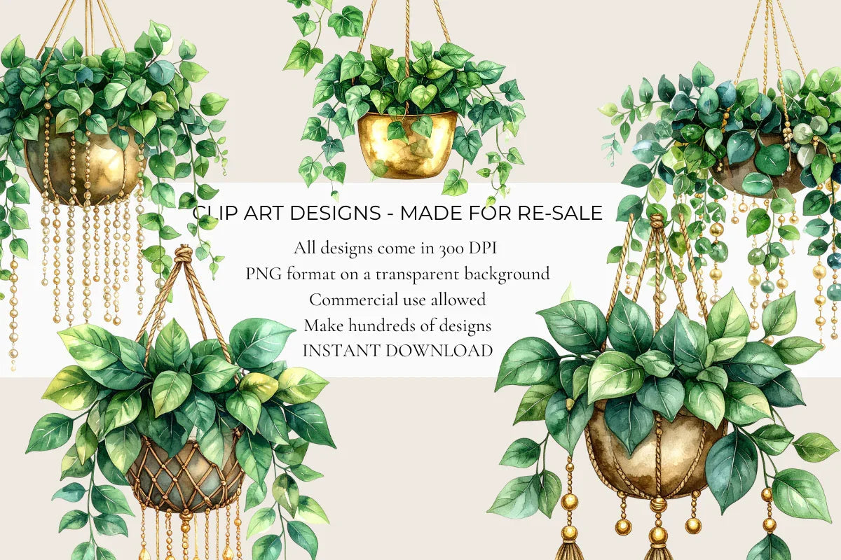 Hanging Plants Clipart - CraftNest - Digital Crafting and Art