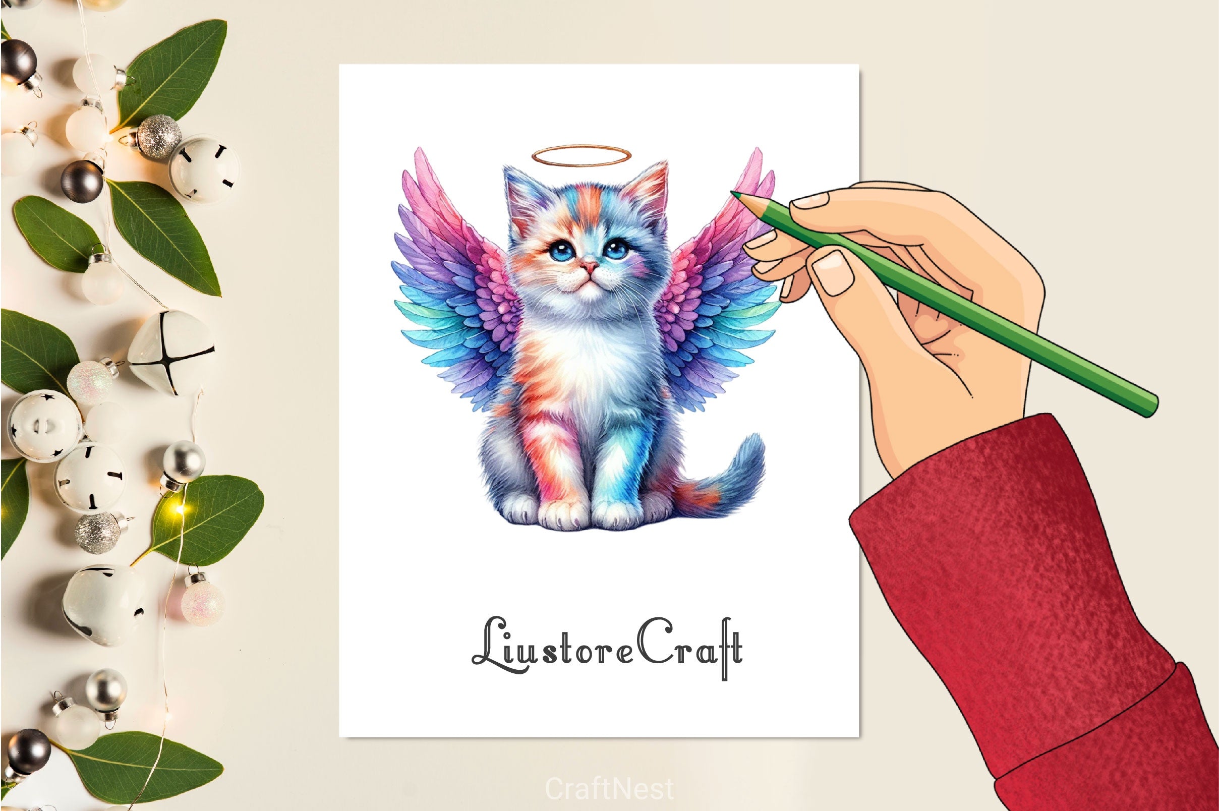 Cat With Angel Wings Clipart Bundle