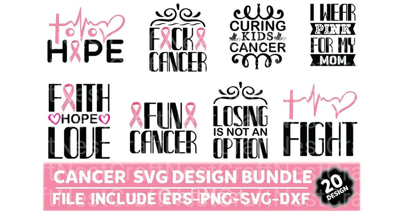 Cancer Design Bundle 157 - CraftNest - Digital Crafting and Art