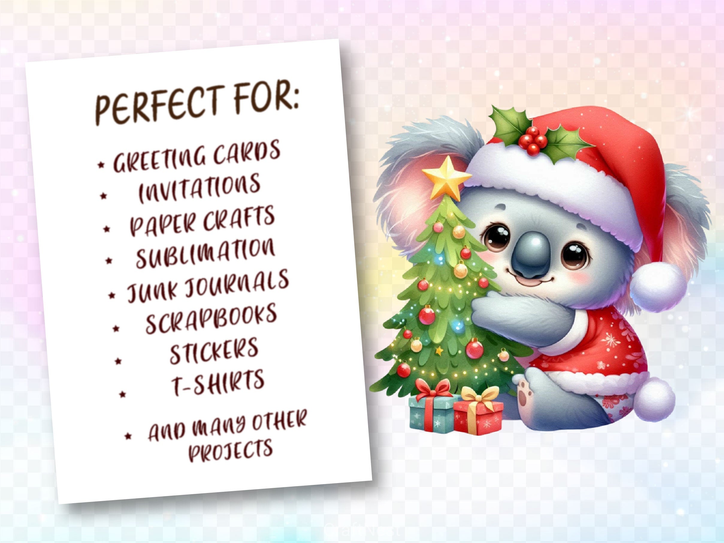 Christmas Koala Clipart Bundle