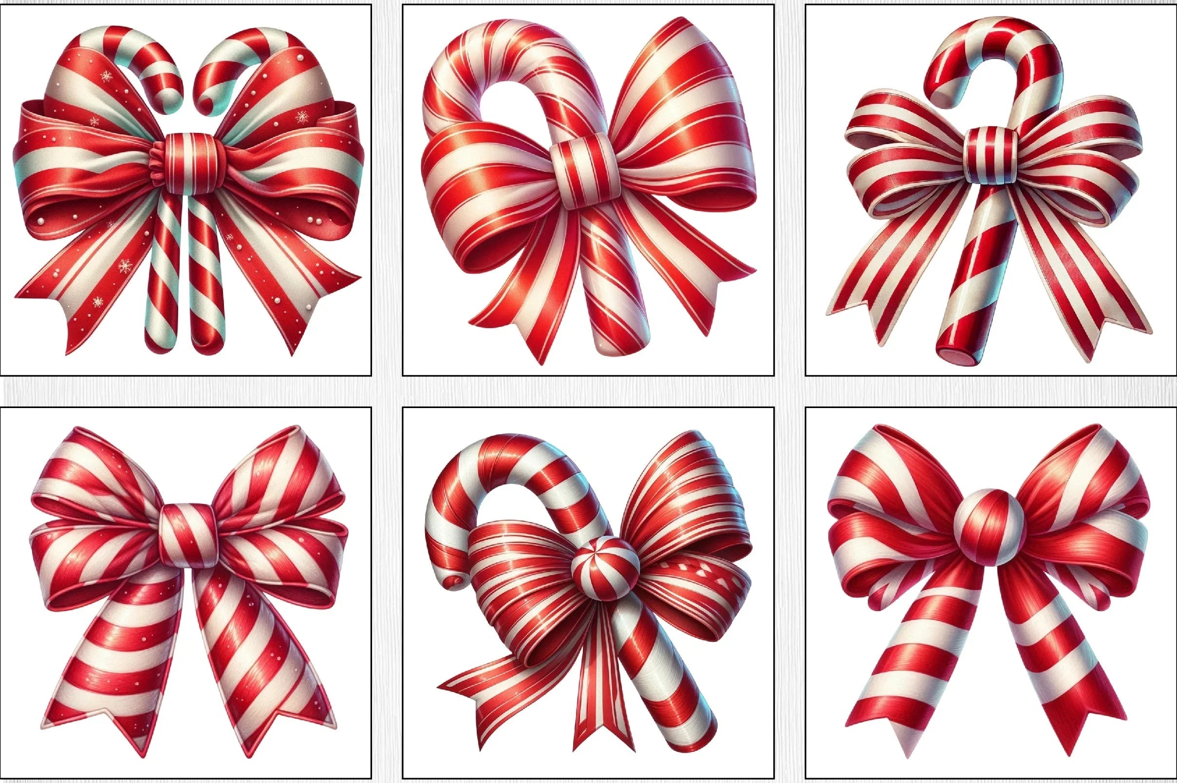 Candy Cane Bow Clipart Bundle - CraftNest - Digital Crafting and Art