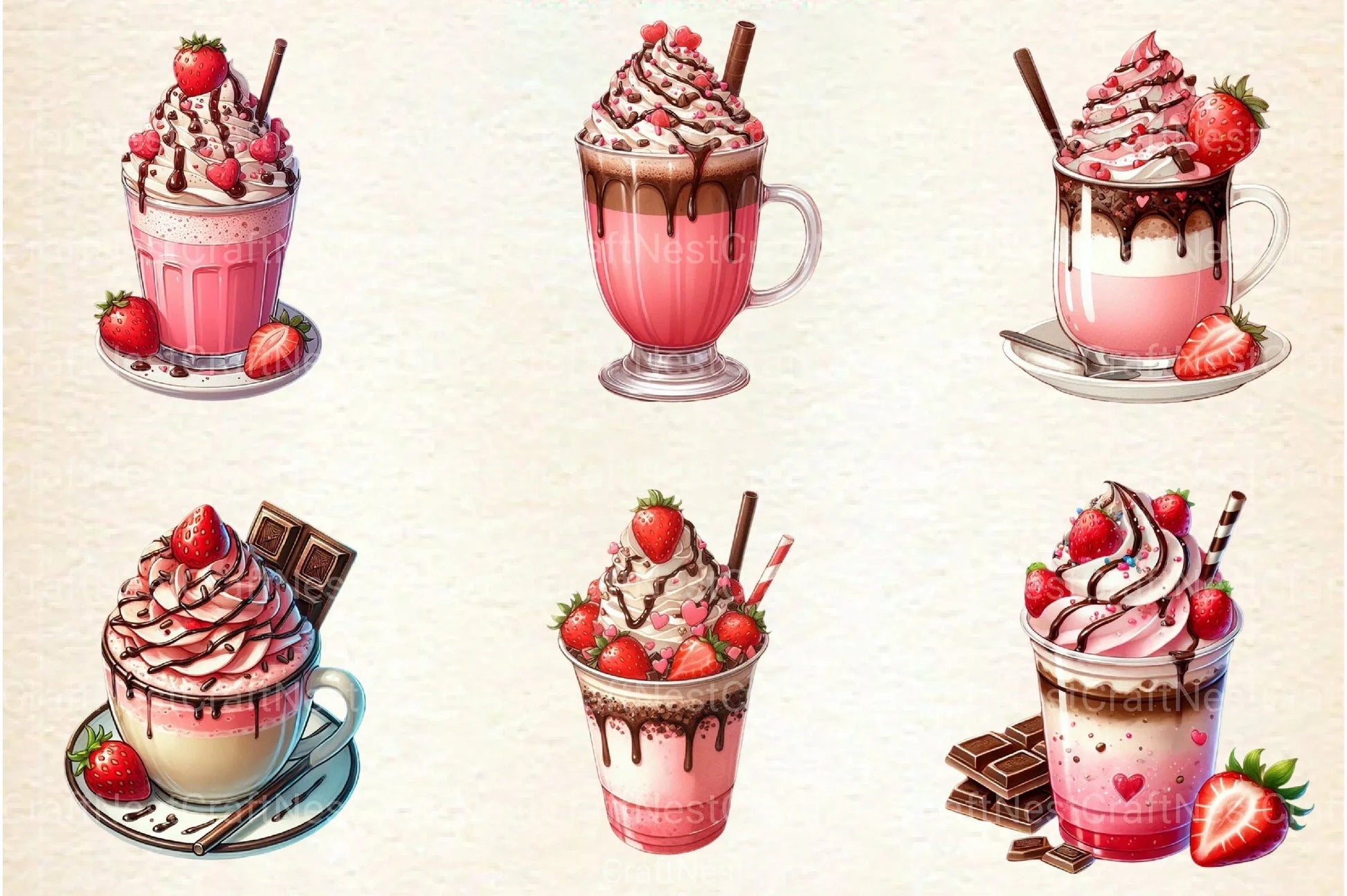 Valentine Festive Coffee Clipart Bundle 2 - CraftNest - Digital Crafting and Art