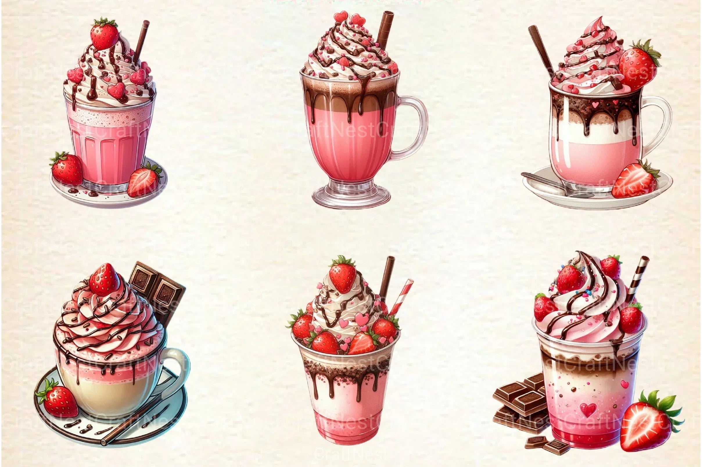 Valentine Festive Coffee Clipart Bundle 2 - CraftNest - Digital Crafting and Art