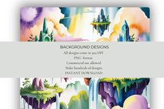 Magical Floating Islands Background Papers - CraftNest - Digital Crafting and Art
