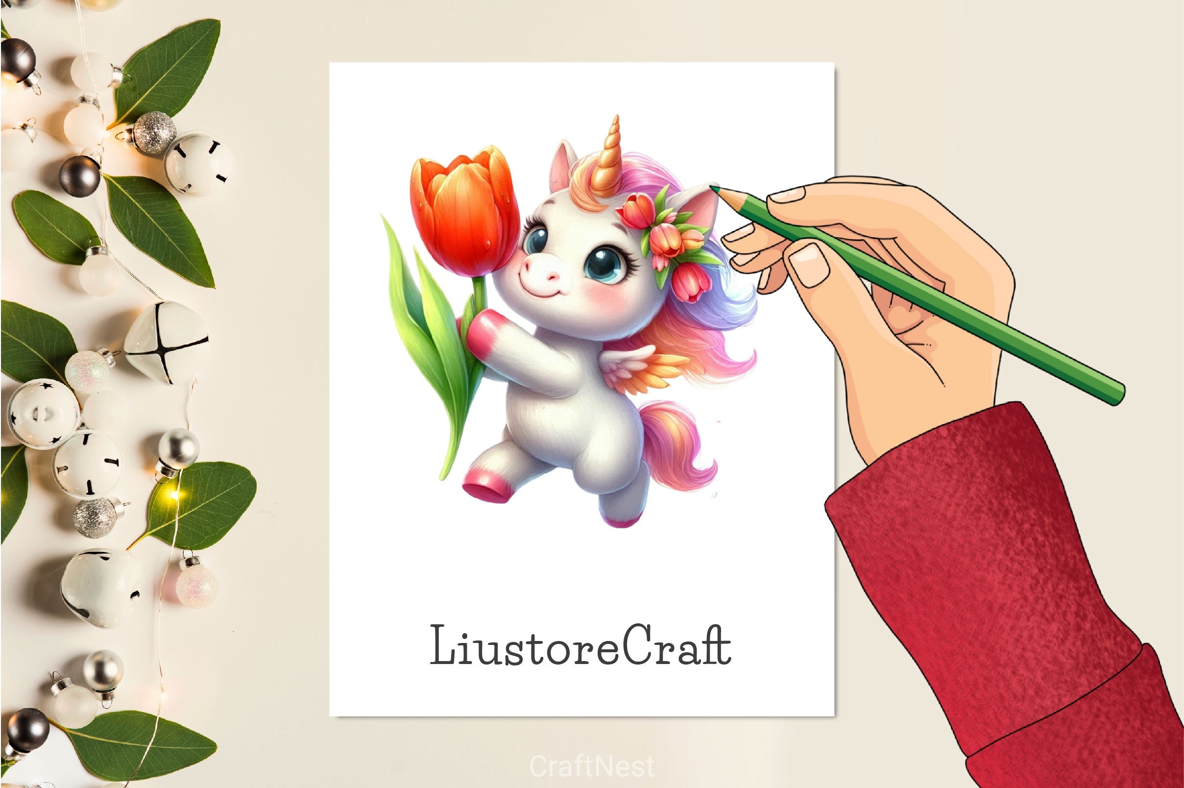 Cute Animals And Tulip Flower Clipart Bundle 3