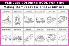 Vehicles Coloring Book for Kids - CraftNest - Digital Crafting and Art