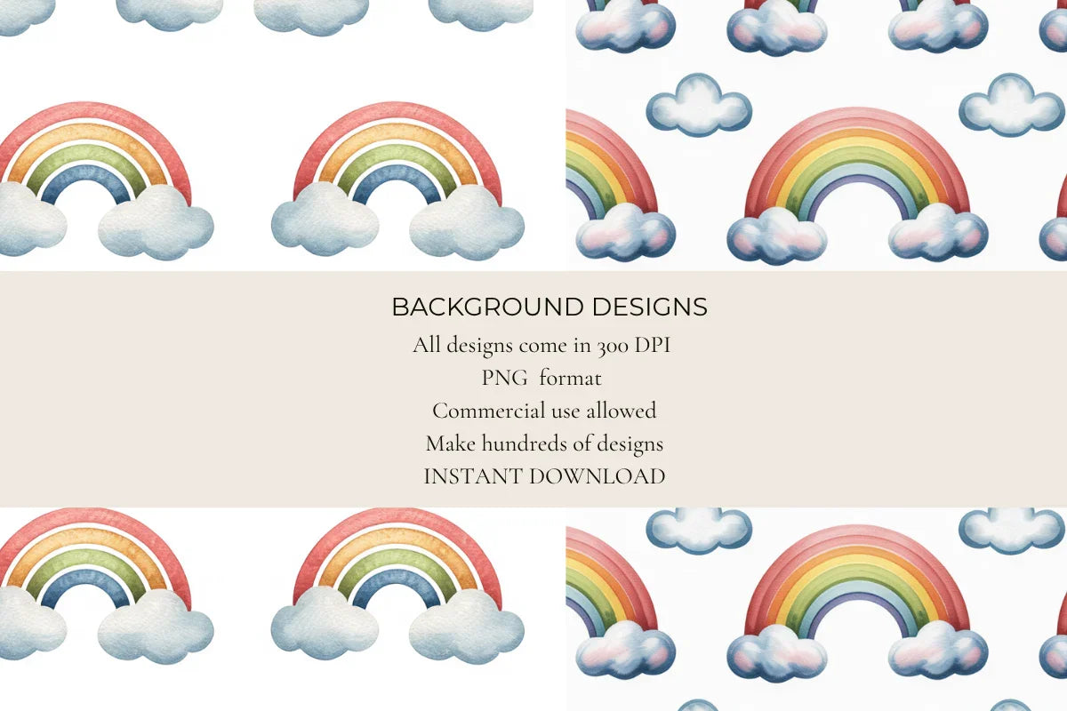 Rainbow Clouds Seamless Papers - CraftNest - Digital Crafting and Art