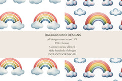 Rainbow Clouds Seamless Papers - CraftNest - Digital Crafting and Art