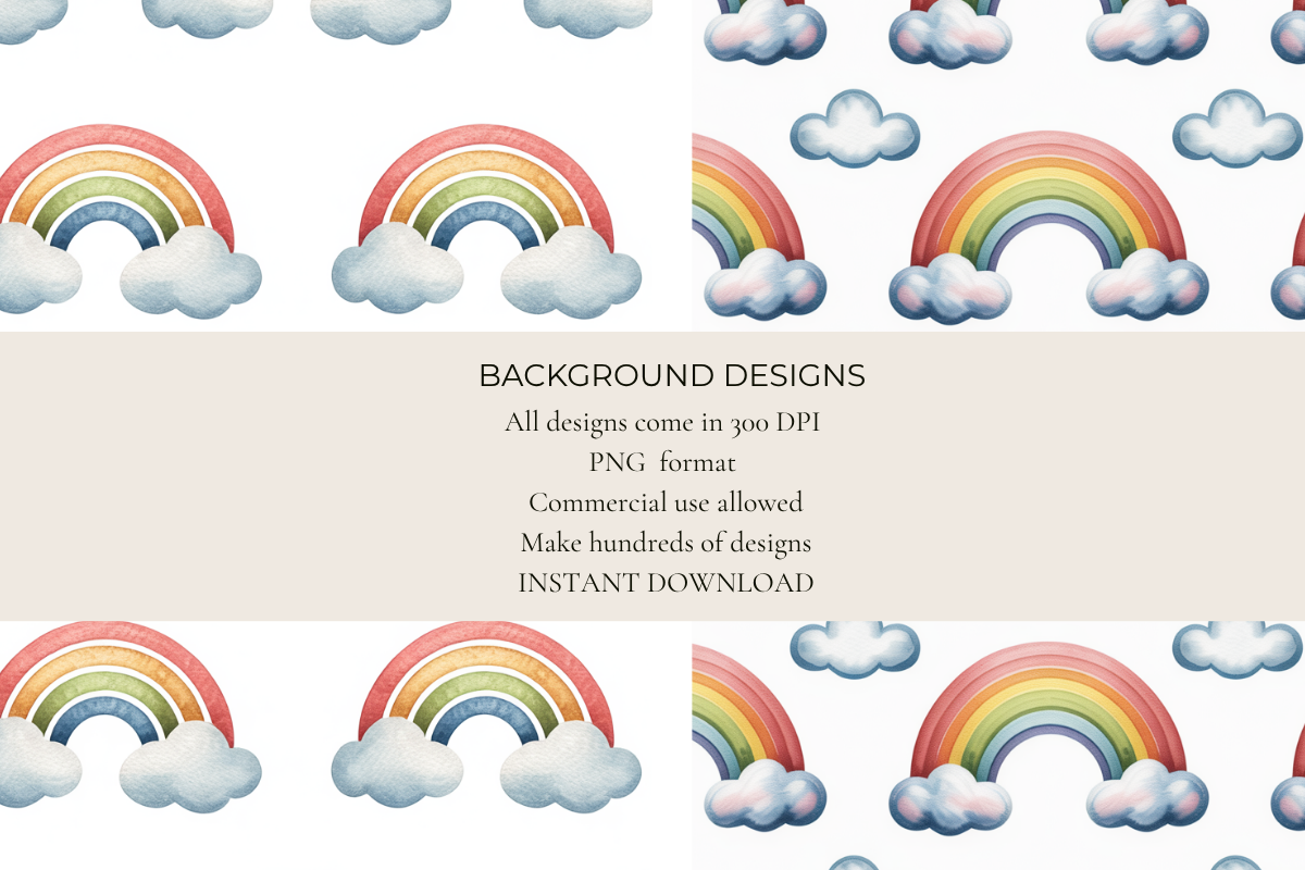 Rainbow Clouds Seamless Papers