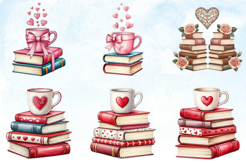 Retro Book Valentine Clipart Bundle - CraftNest - Digital Crafting and Art