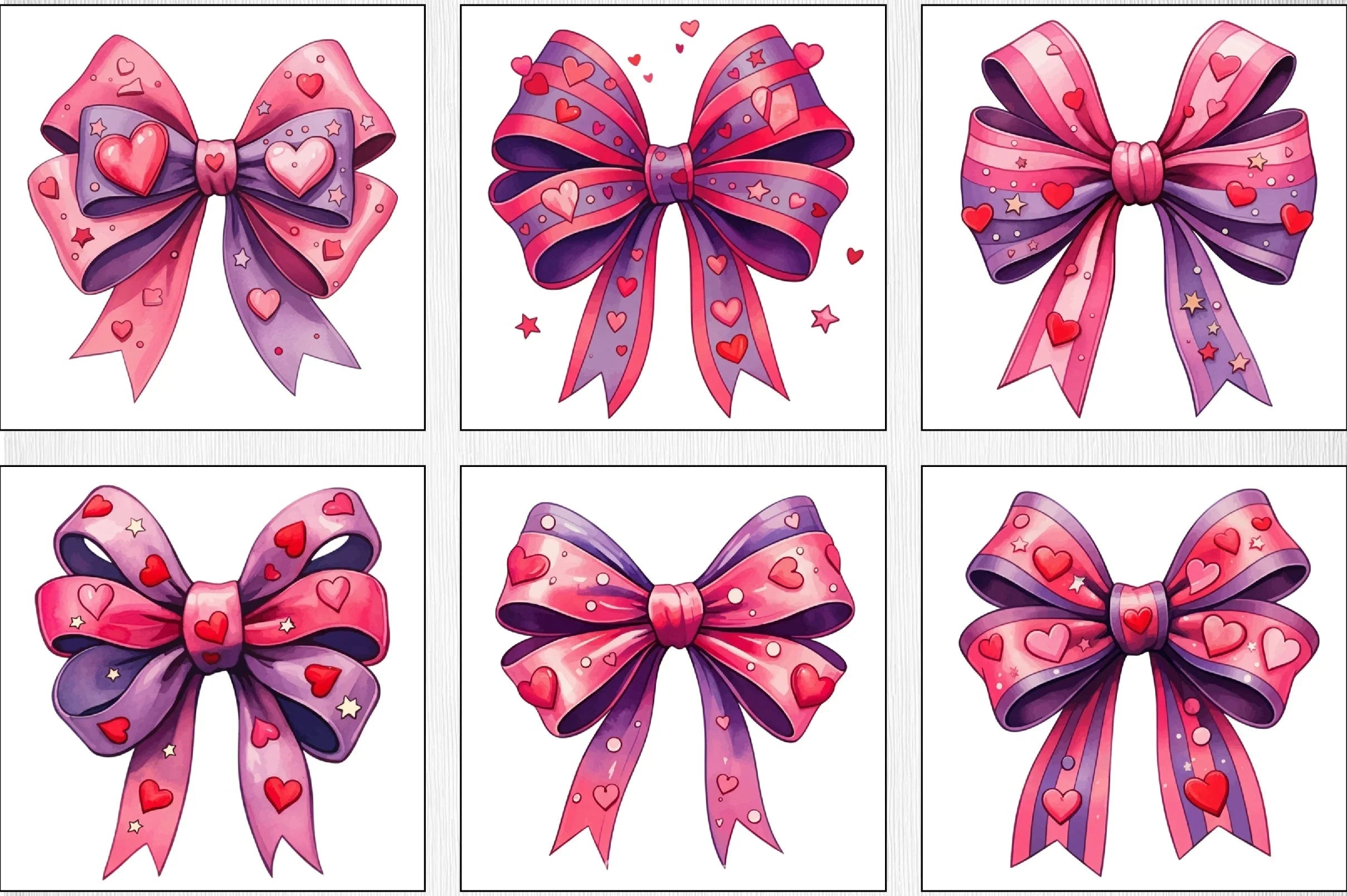 Watercolour Hot Pink Bows Clipart Bundle - CraftNest - Digital Crafting and Art