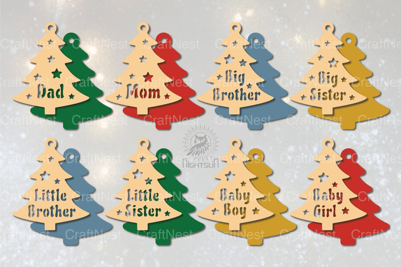 Family Christmas Laser Cut Ornament SVG Bundle - CraftNest - Digital Crafting and Art