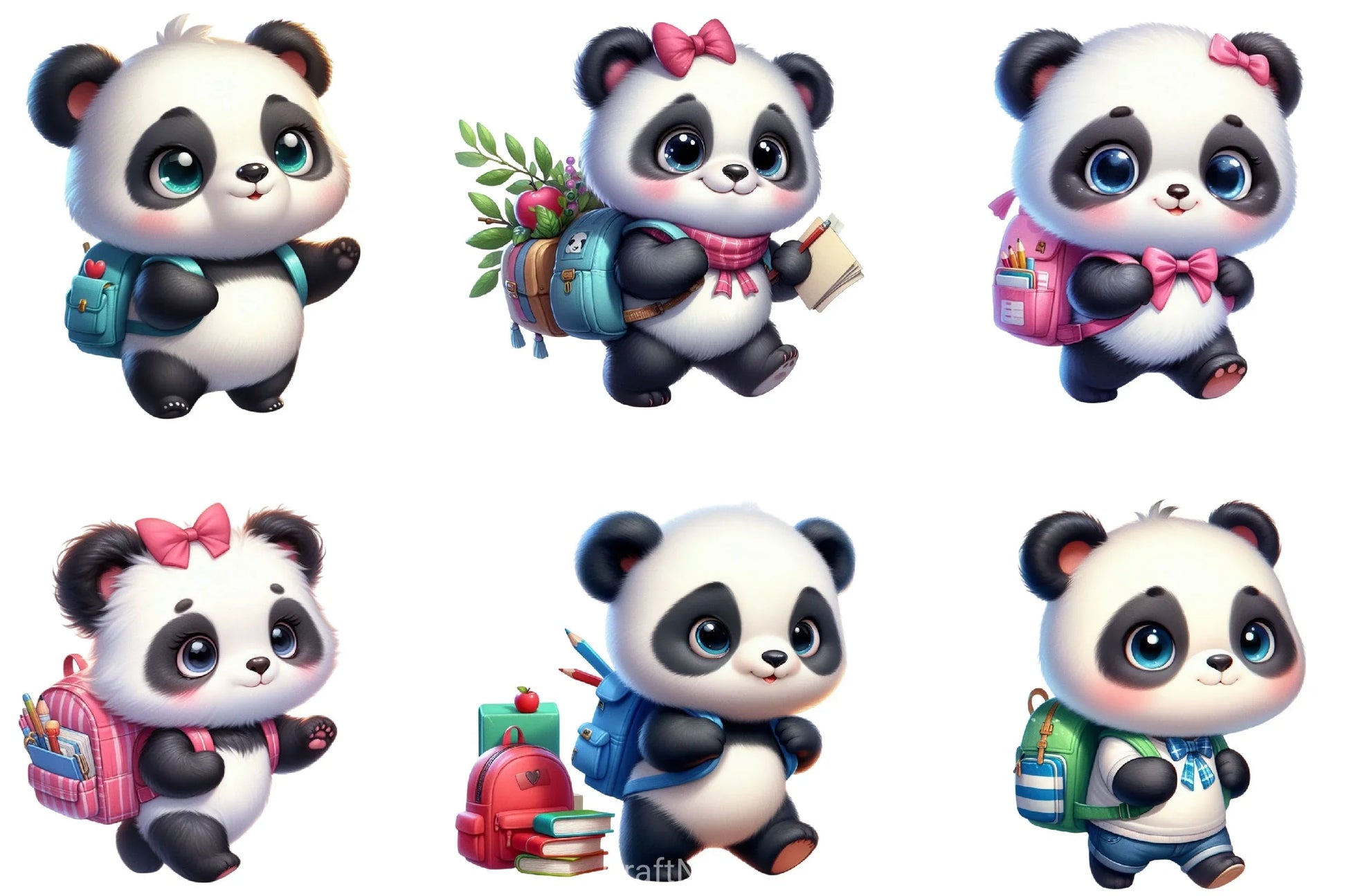 Panda Student Clipart Bundle - CraftNest - Digital Crafting and Art