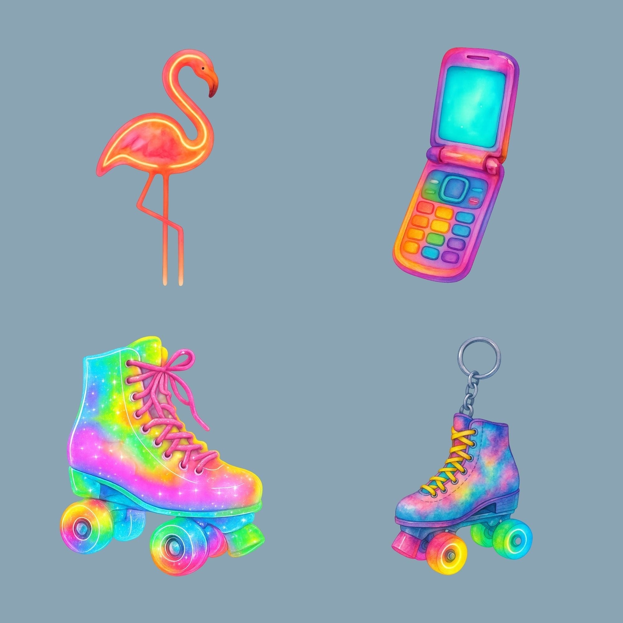 Neon Retro 2 Clipart Bundle 2