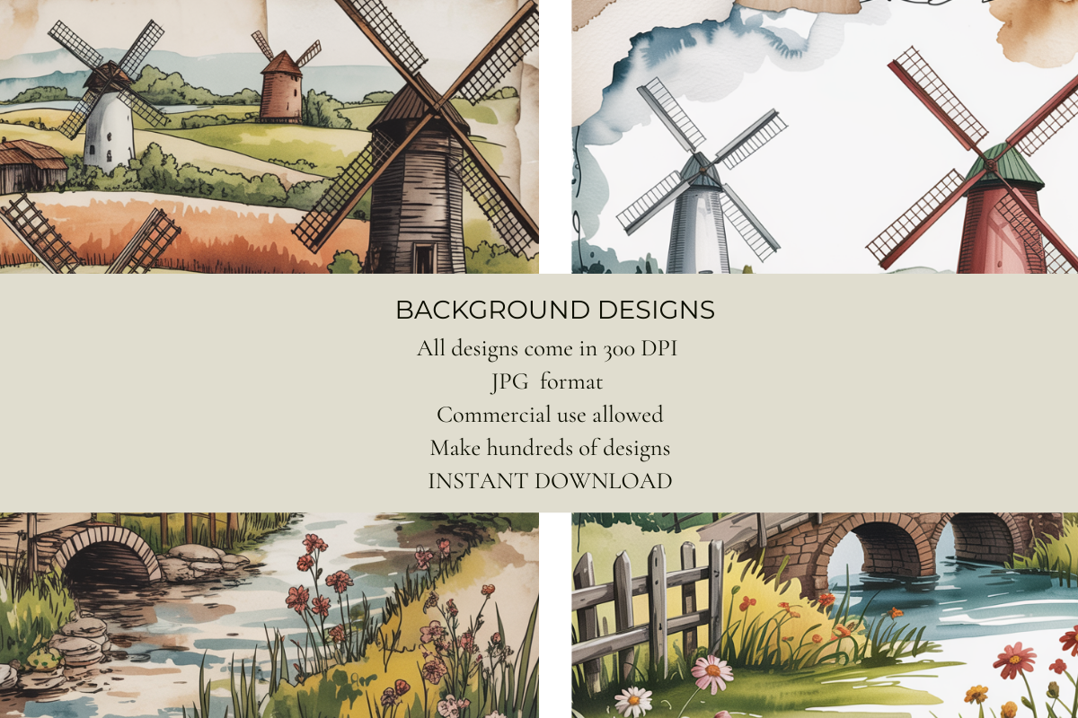 Windmill Village Junk Journal Papers