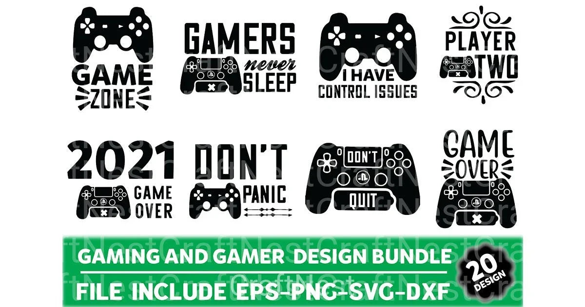 Gaming and Gamer Design Bundle - CraftNest - Digital Crafting and Art