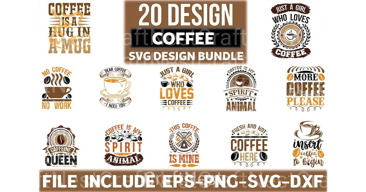 Coffee T Shirt Design 20 Bundle - CraftNest - Digital Crafting and Art