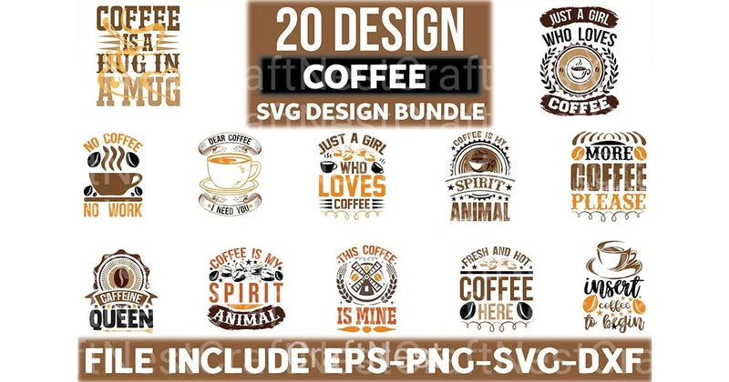 Coffee T Shirt Design 20 Bundle - CraftNest - Digital Crafting and Art