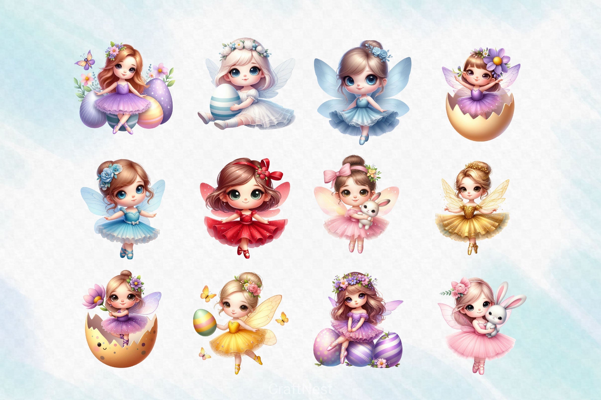 Easter Ballerina Fairy Clipart Bundle 2