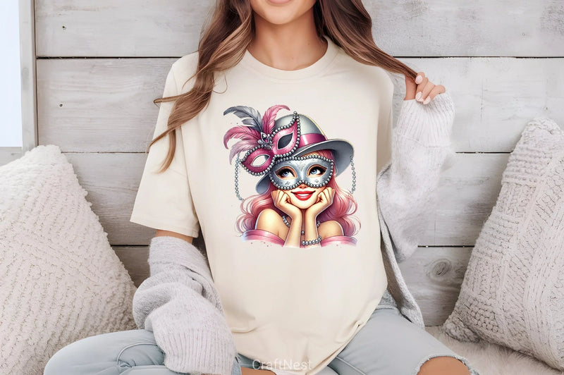 Mardi Gras Carnival Mask Girl Clipart Bundle - CraftNest - Digital Crafting and Art