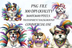 Cute Dog Mardi Gras Clipart Bundle - CraftNest - Digital Crafting and Art