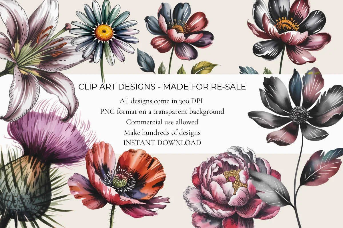 Moody Botanicals Clipart - CraftNest - Digital Crafting and Art