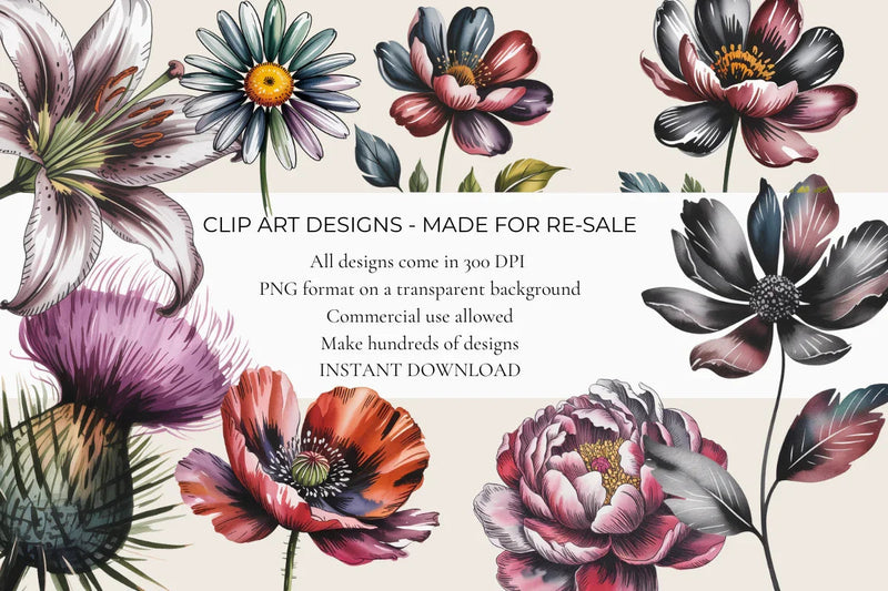 Moody Botanicals Clipart - CraftNest - Digital Crafting and Art