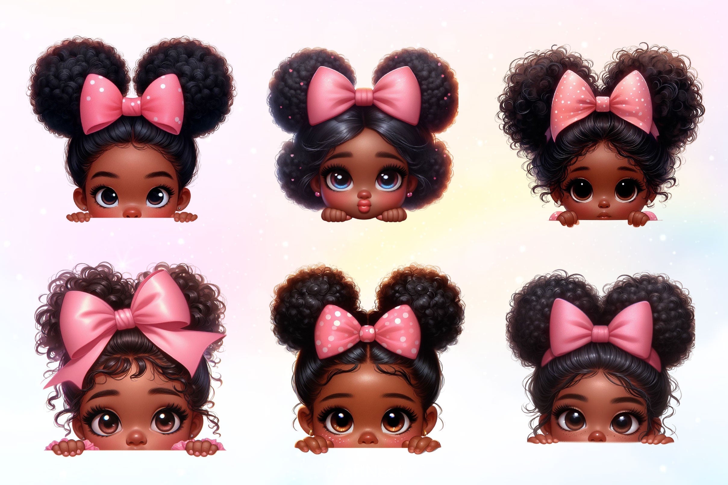 Peekaboo African Black Girl Clipart Bundle