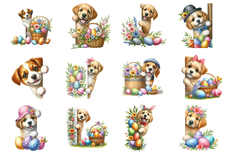 Easter Dog Peeking Clipart Bundle - CraftNest - Digital Crafting and Art