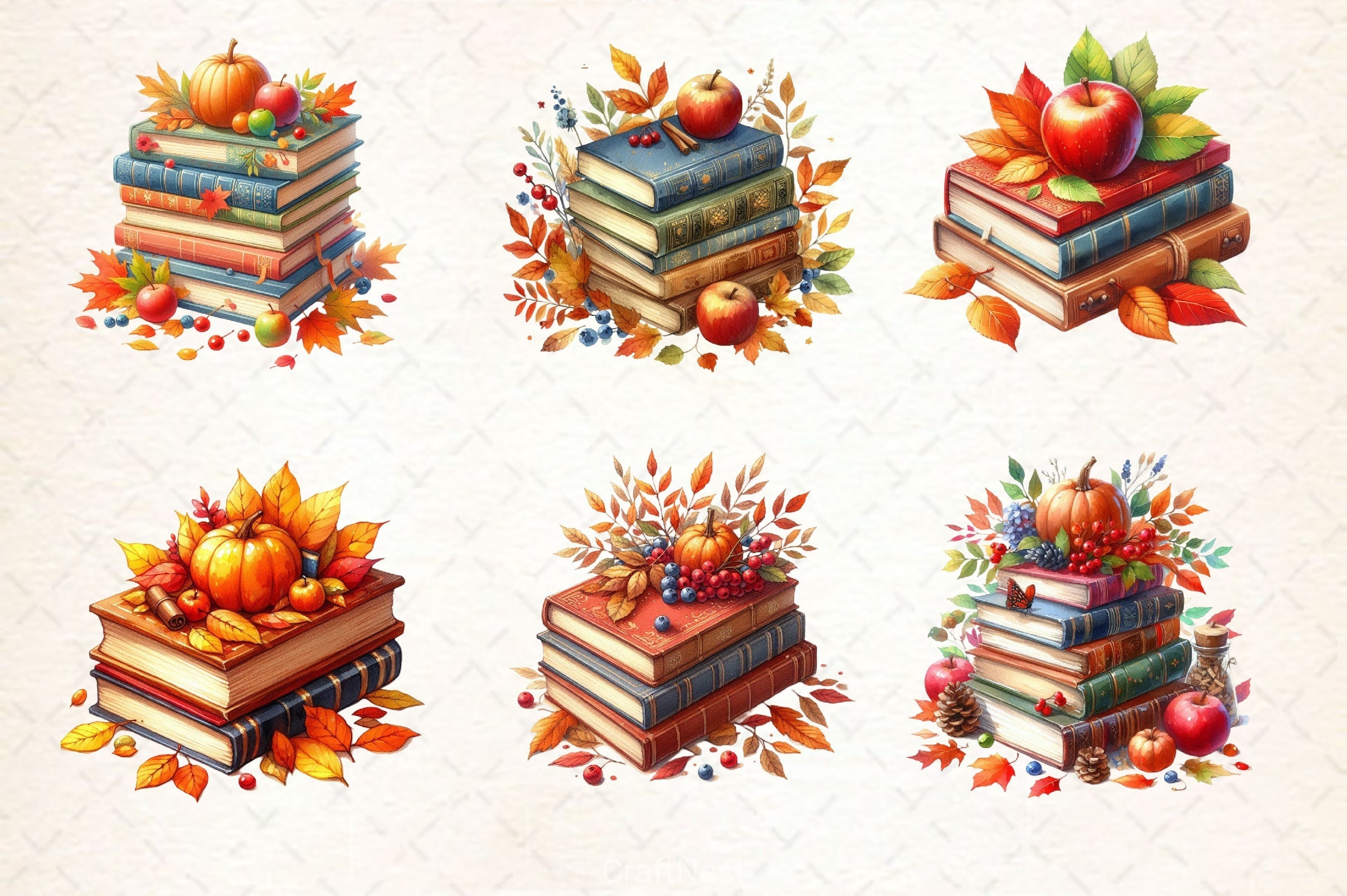 Autumn Books Clipart Bundle 4